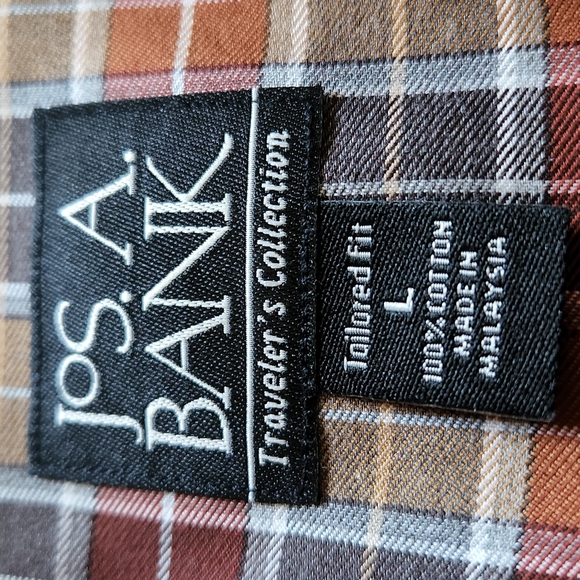 Jos. A. Bank, Men's L Tailored Fit, Grey, Burgundy, Burnt Orange Sq w White - Picture 4 of 5